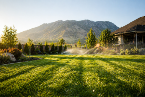 Watered lawn